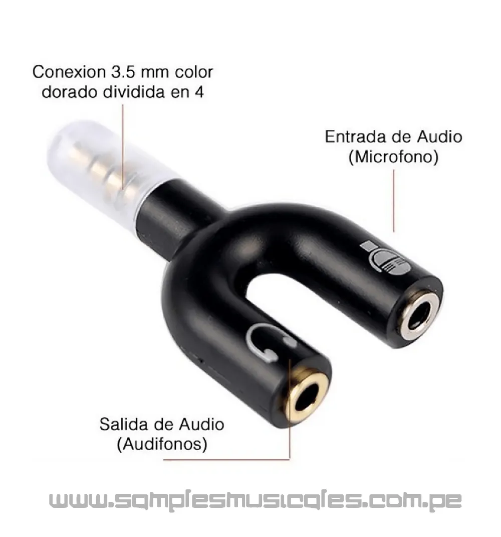 adaptador jack 3.5mm stereo + jack tipo c a plug tipo c samples M2095