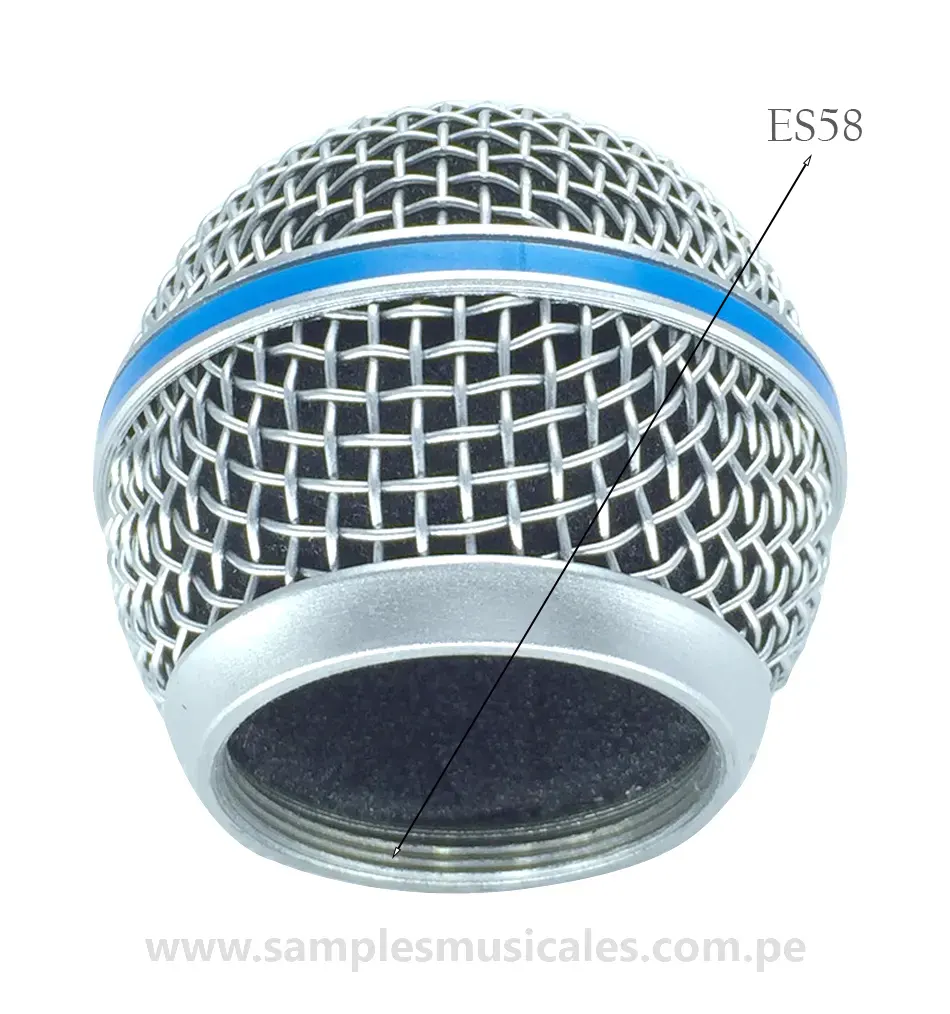 REJILLA PARA MICRÓFONOS METAL PLATEADO CON FRANJA AZUL SAMPLES ES58 - Imagen 3