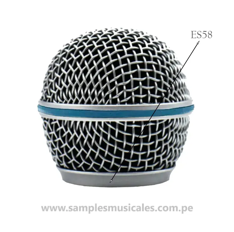 REJILLA PARA MICRÓFONOS METAL PLATEADO CON FRANJA AZUL SAMPLES ES58 - Imagen 2