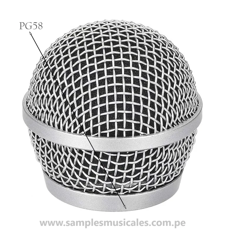 REJILLA MALLA PARA MICRÓFONO DE BOLA METAL PLATEADO SAMPLES PG58 - Imagen 2