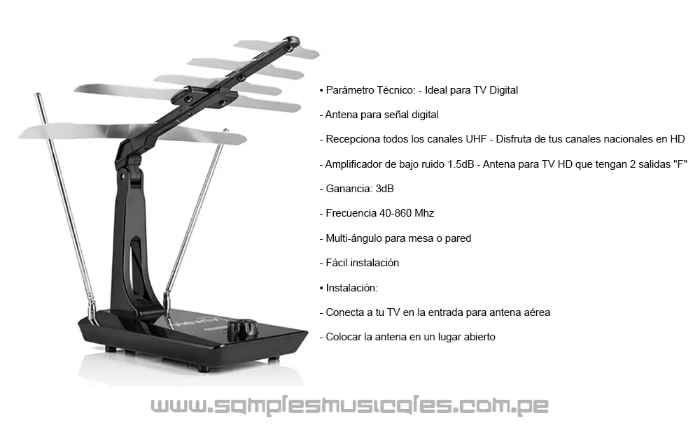 Antena De Tv Digital Interior Amplificador De Señal 1080p