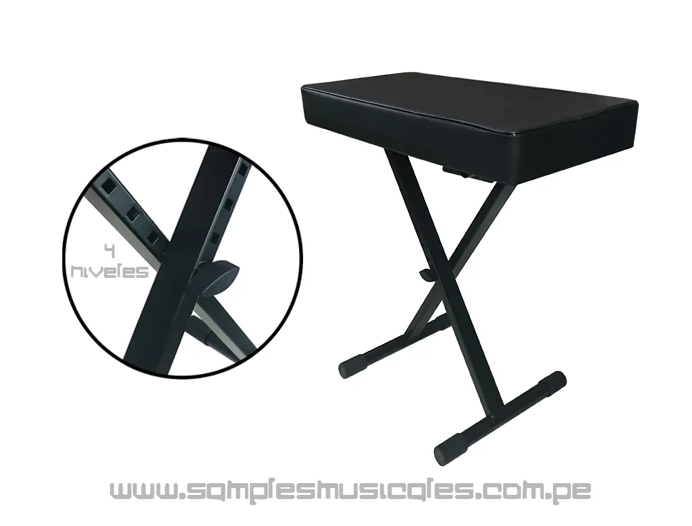 Banco asiento de teclado taburete de piano con marco en X graduable en 4 posiciones SAMPLES 454