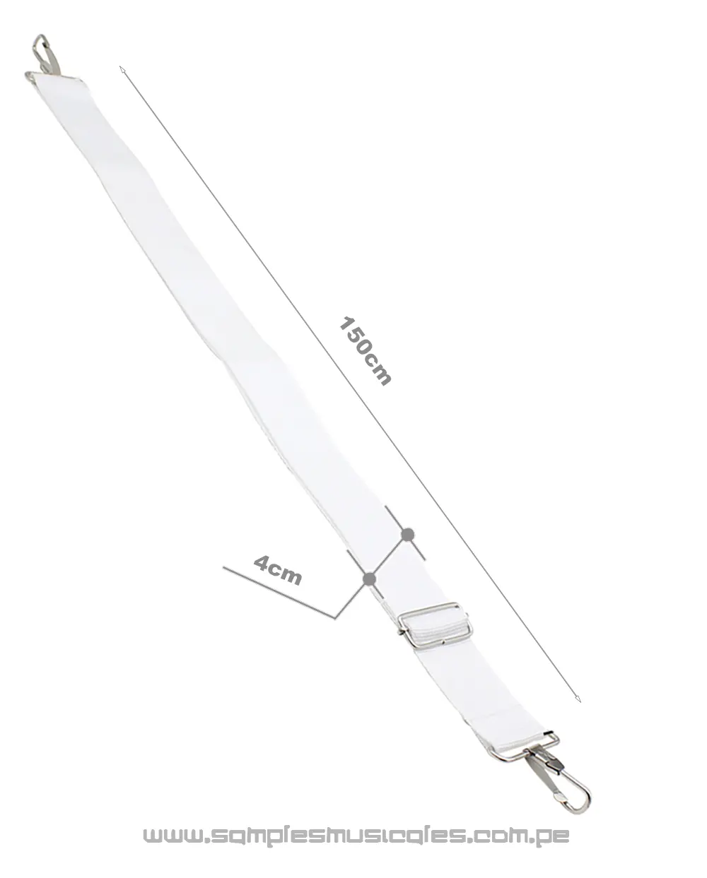 CORREA DE tambor bombo TAROLA NAPOLEON ETC 165CM X 4CM BLANCA SAMPLES TAR165 - Imagen 2