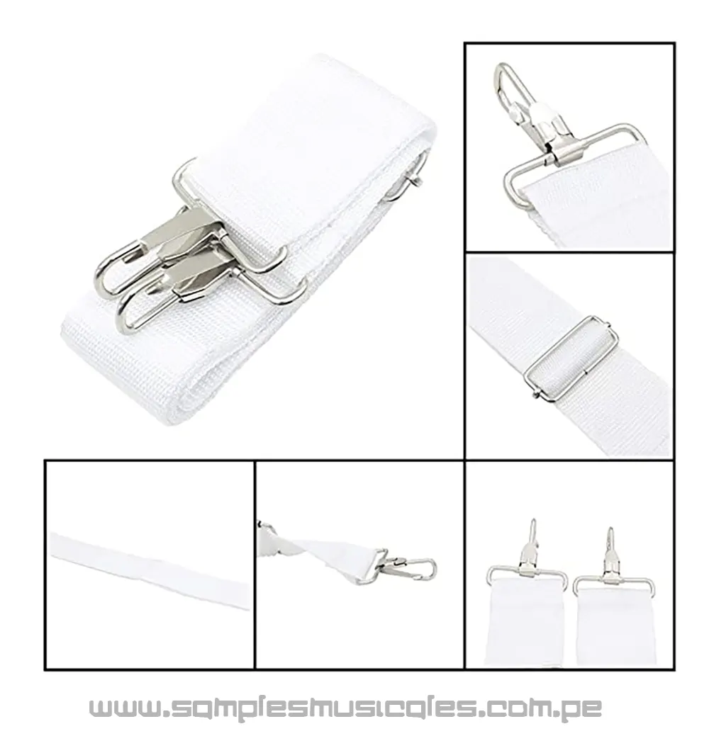 CORREA DE tambor bombo TAROLA NAPOLEON ETC 165CM X 4CM BLANCA SAMPLES TAR165